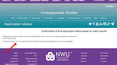 nwu status check.